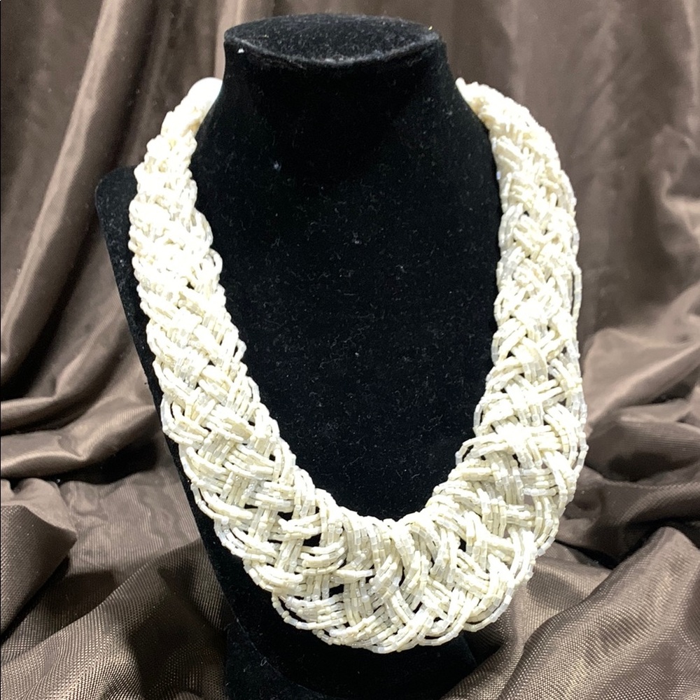 Elegant‎ White Braided Necklace - 8200